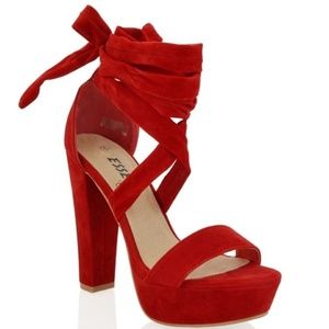 Essex Red Wrap-Around Heels Sandals